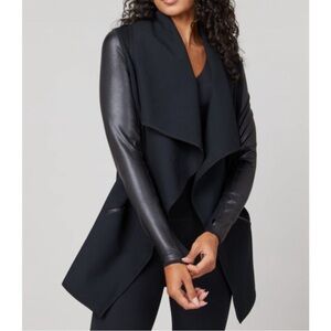 Spanx Faux Leather Drape Front Jacket